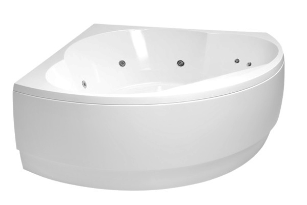 vanna Metro, 1550x1550 mm, ar paneli un rāmi, ar sifonu, ar masāžas sistēmu S10, balta akrila
